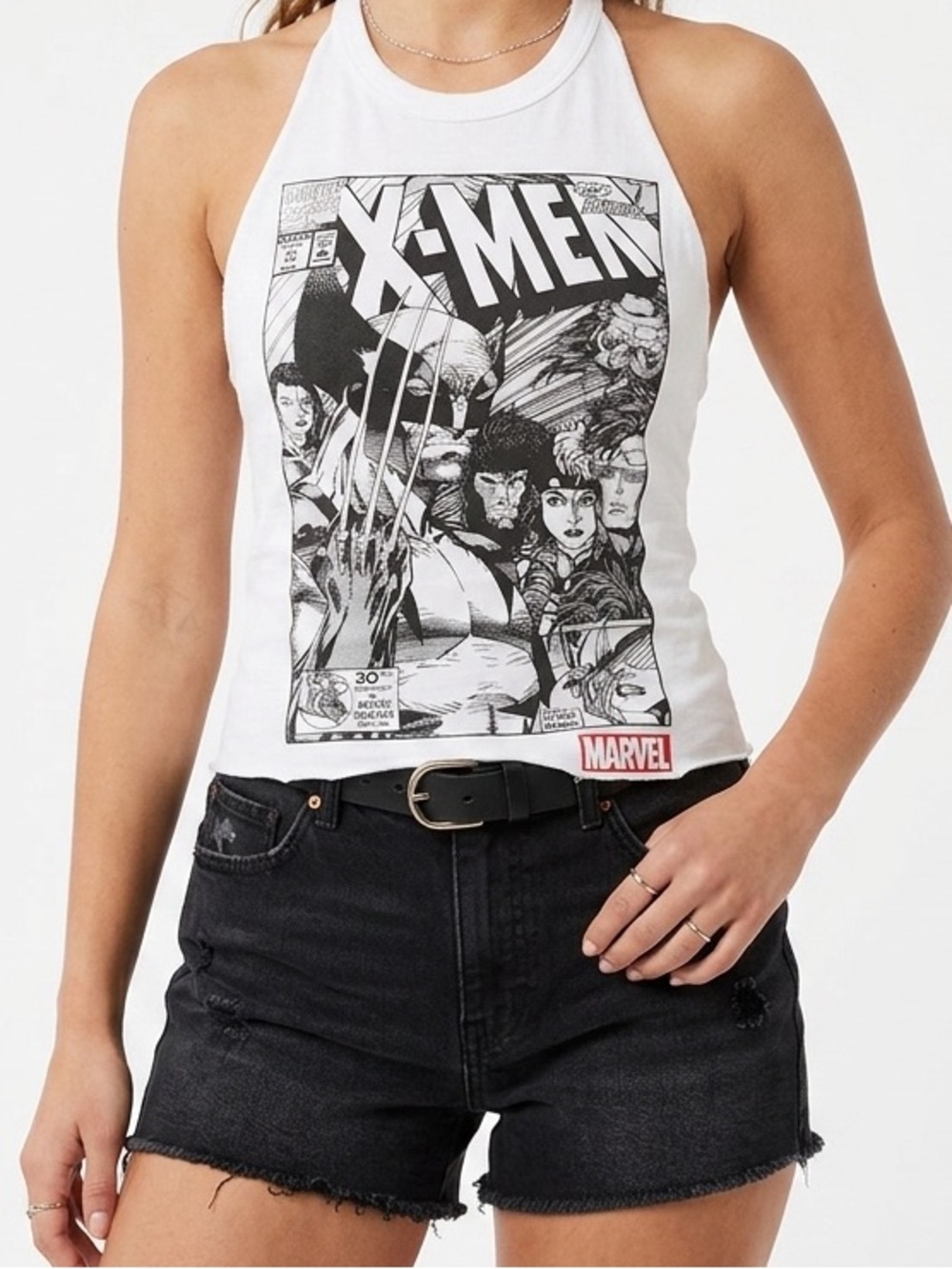 Custom Marvel X-Men Comic  Halter Tank - White/Black